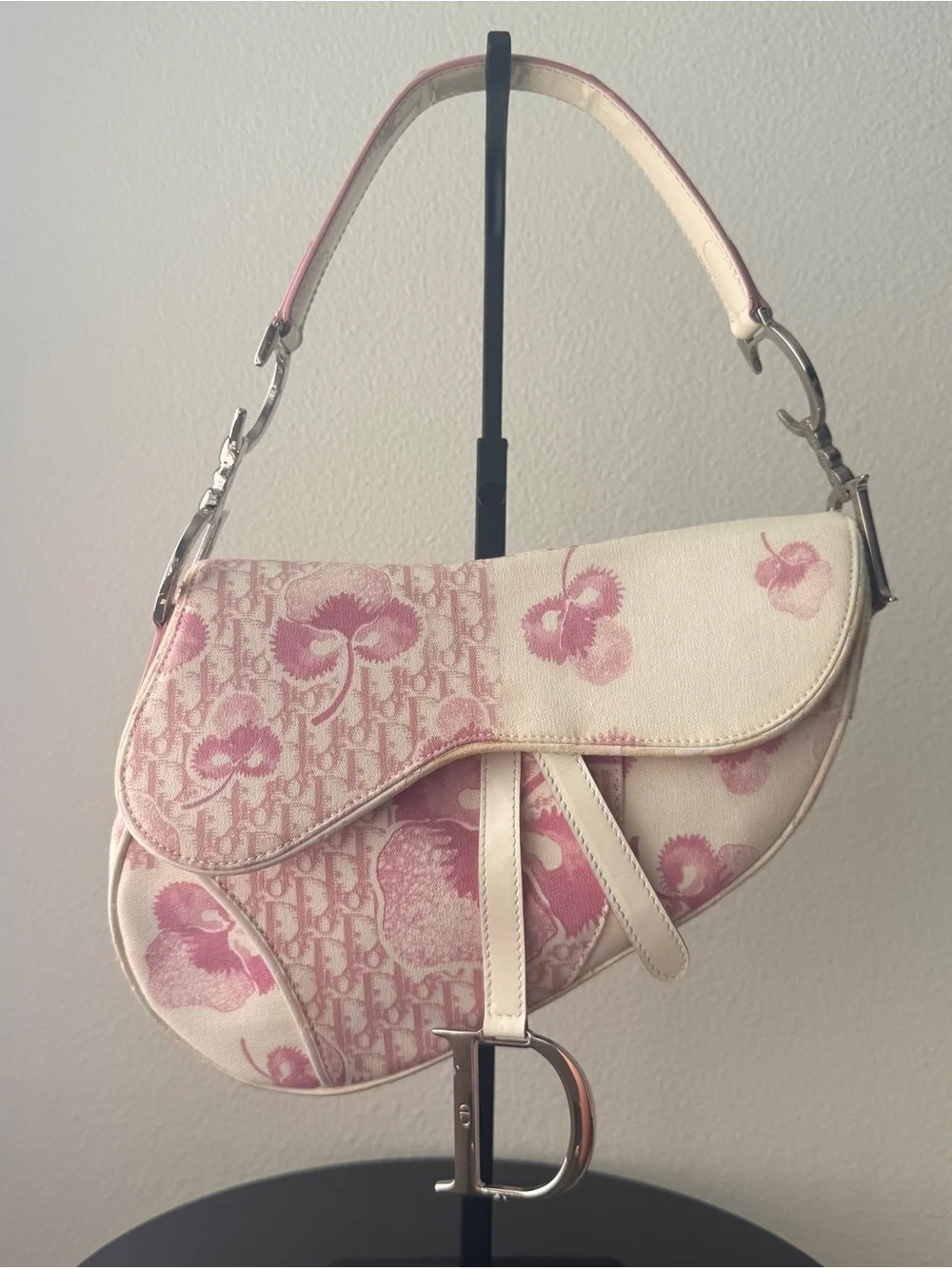 Vintage authentic Christian Dior 2004 PinkGirly Diorissimo Saddle Bag